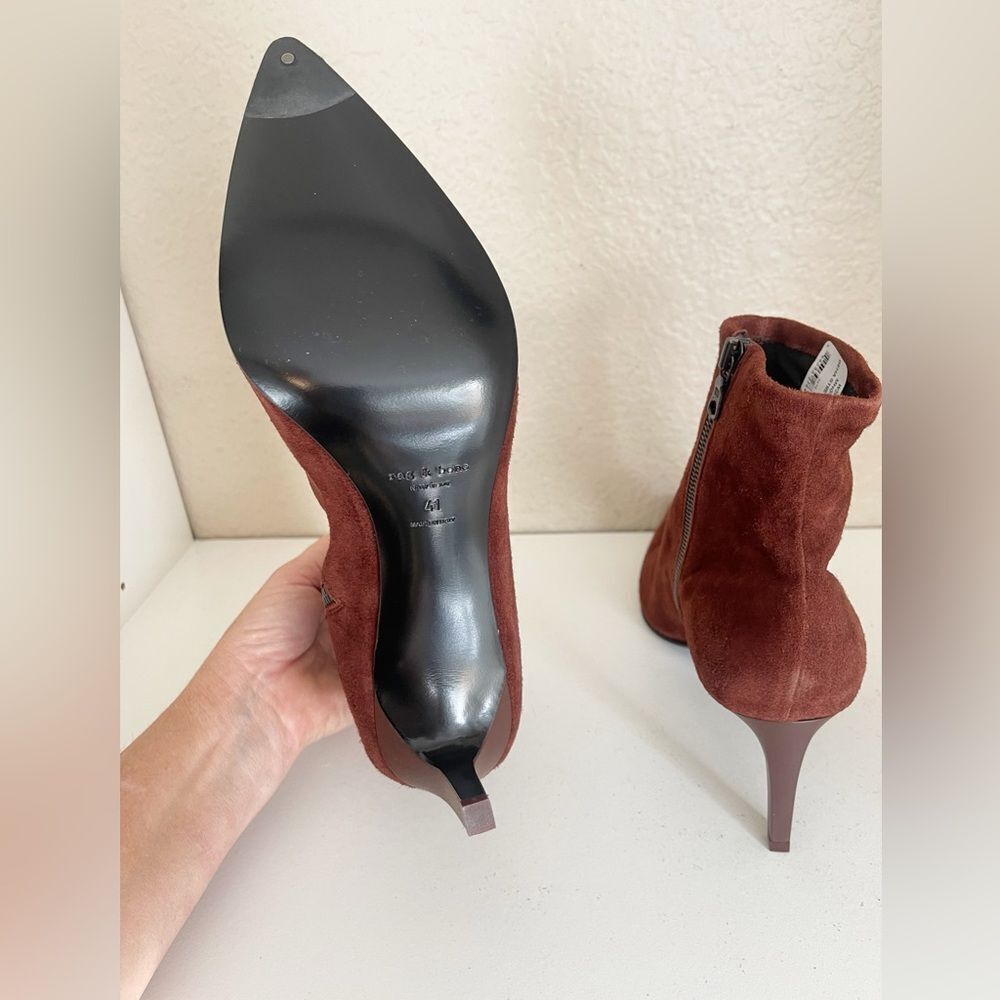 Rag & Bone Beha Stretch Boot Pointy Stiletto Ankle Boot Mahogany Suede 11/41 NIB - Picture 12 of 17